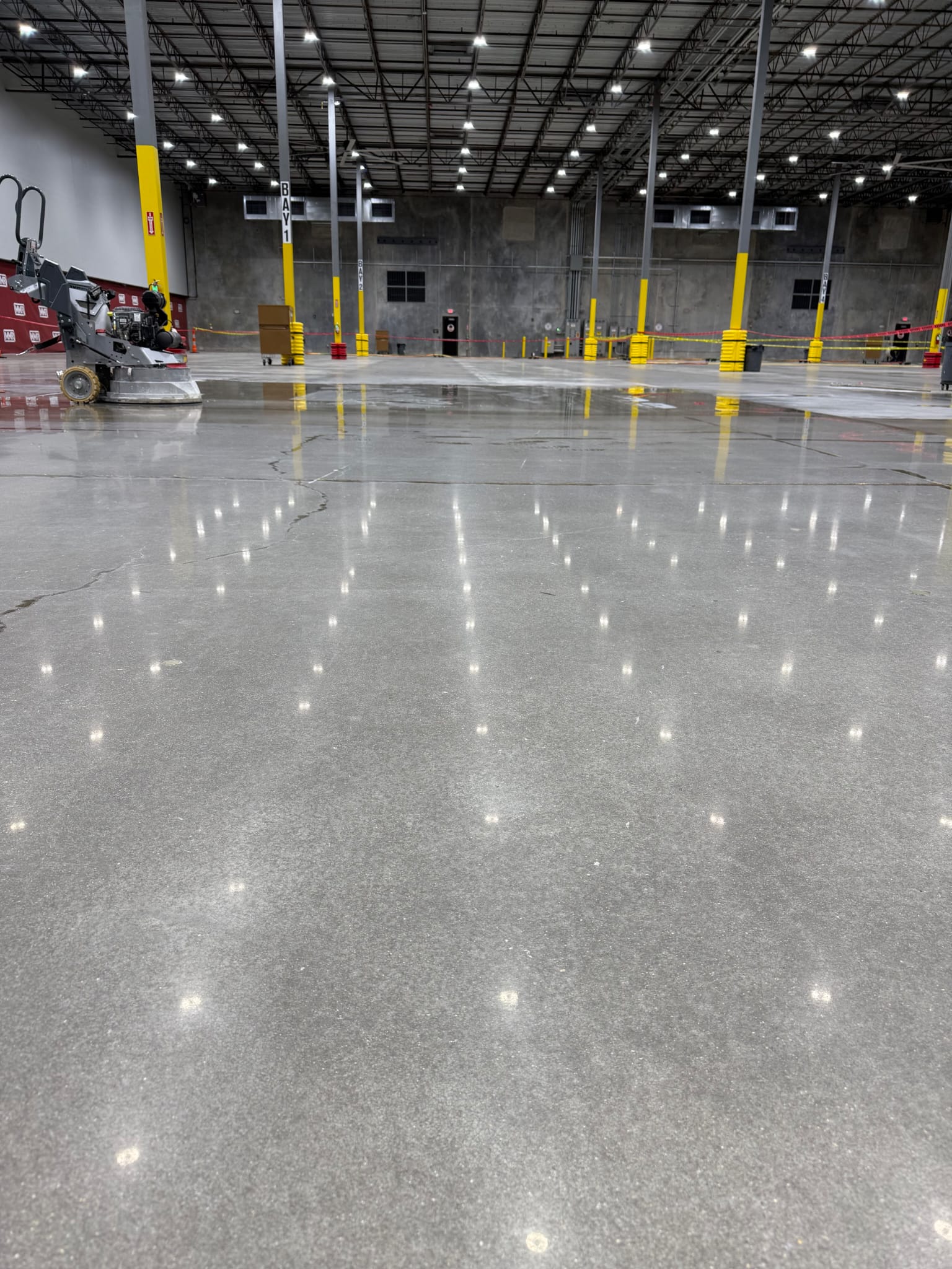 Polished concrete floor in a Louisiana data center, serving New Orleans, LA